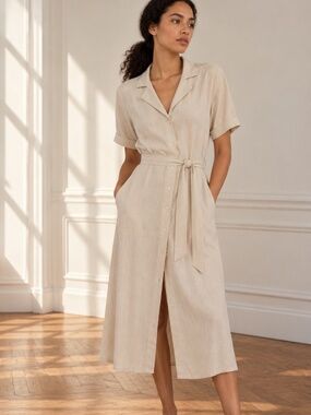 Eve Gravel NWT Mi Ojo Dress in Cream size Small Button Up Shirt Midi Dress